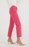 Rhea Mid Rise Straight Leg Jean- Raspberry Pink
