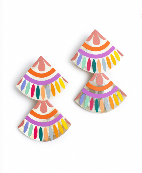 Rainbow Double Tile Earrings** FINAL SALE**