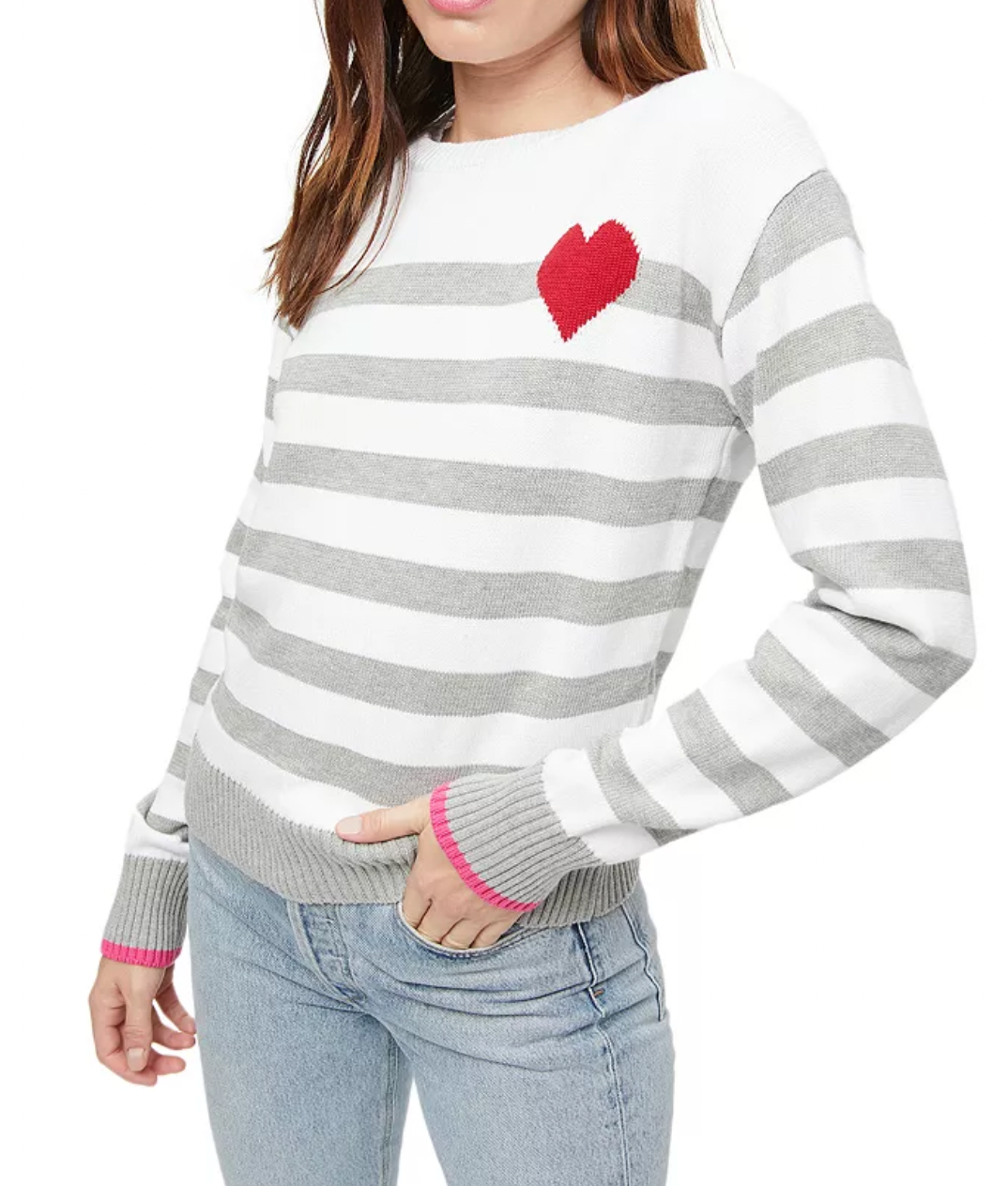 Coeur Stripe Sweater With Heart