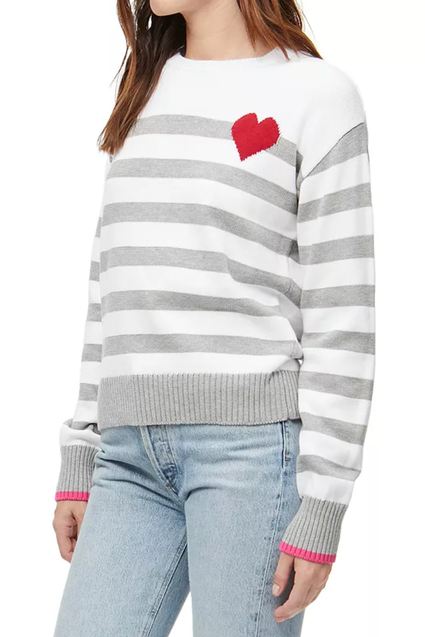 Coeur Stripe Sweater With Heart