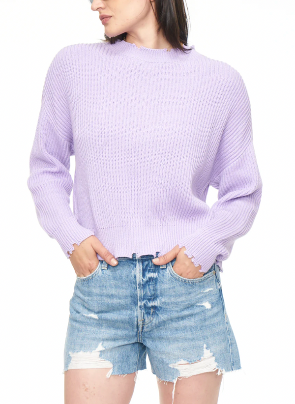 Eva Crewneck Pullover Sweater- Taro Purple