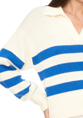 Arlo Polo Sweater- Ivory Sea Stripe