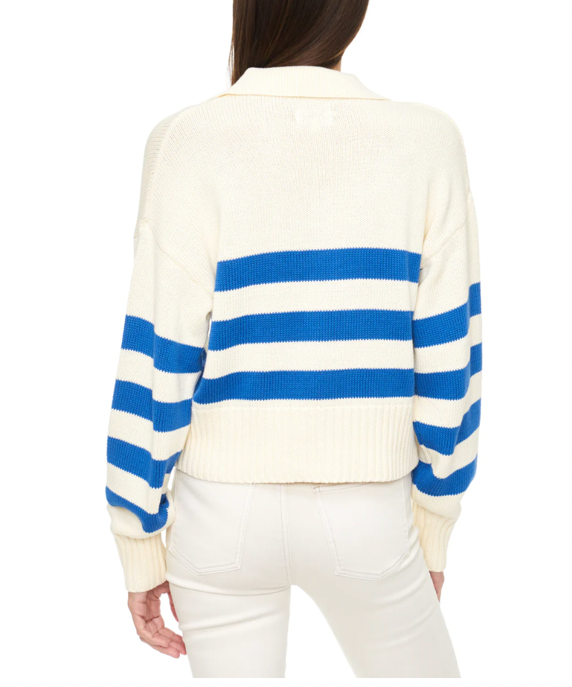 Arlo Polo Sweater- Ivory Sea Stripe