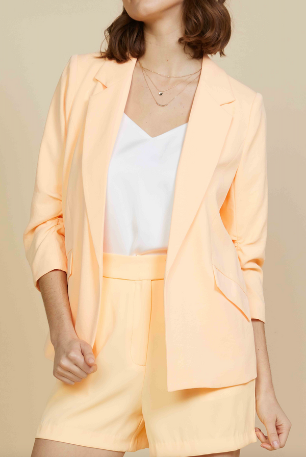 Casual Bright Cantelope Blazer With Floral Lining