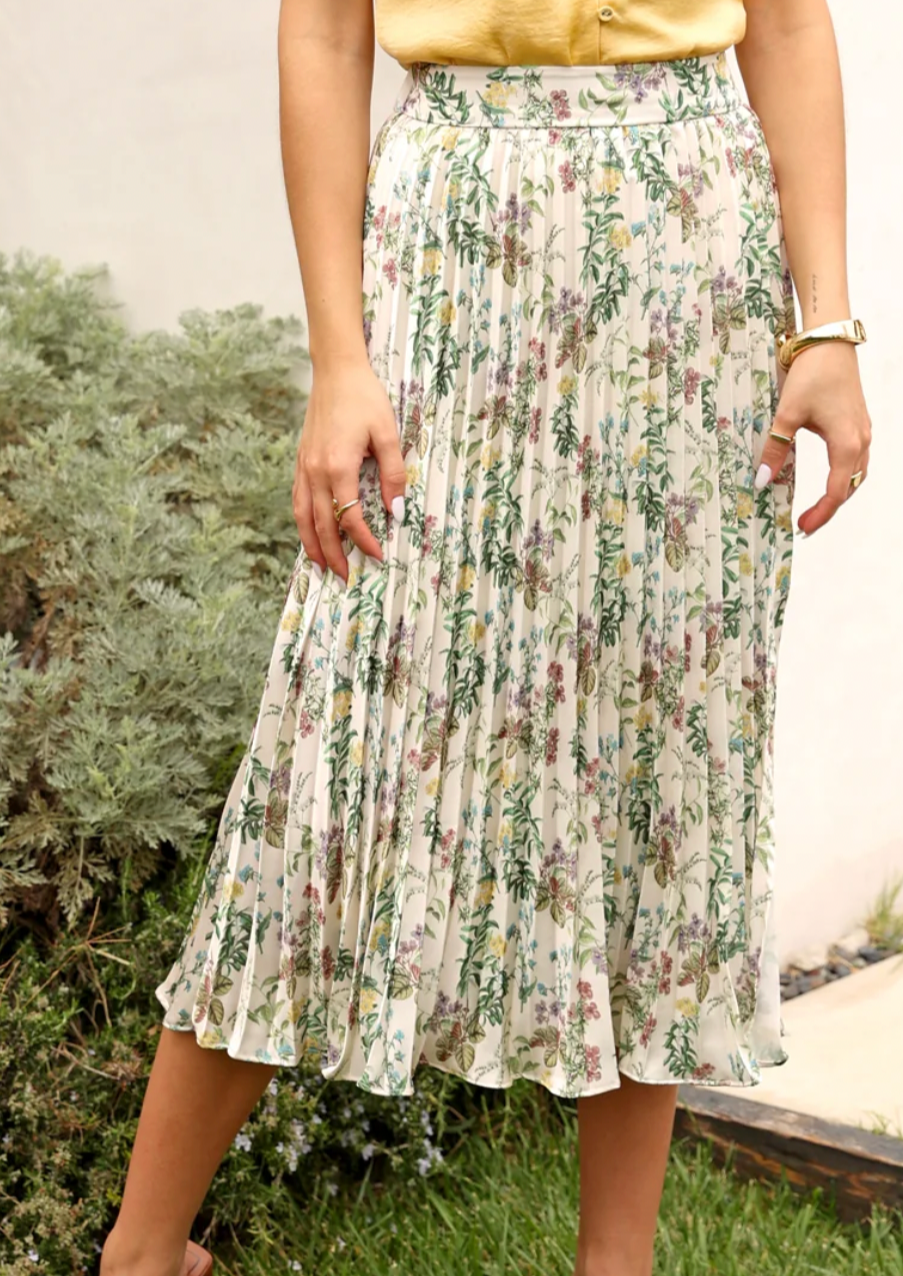 Pleated midi skirt sales ivory