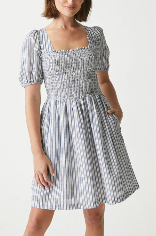 Jude Square Neck Mini Dress- Admiral Stripe