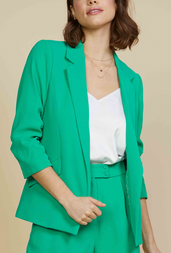 Casual Blazer With Floral Lining- Light Emerald Green