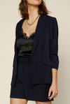 Casual Blazer With Floral Lining- Navy Blue**FINAL SALE**