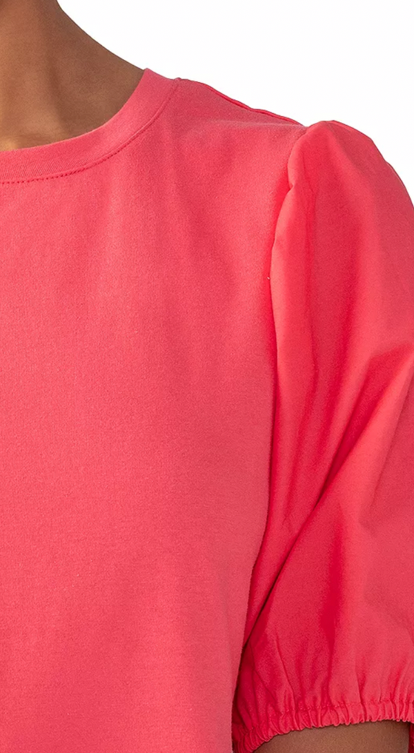 Poplin Sleeve Mini Dress-Island Pink