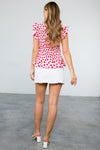 Smocked Spotted Print Top- Pink**FINAL SALE**