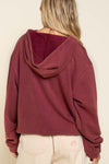 Oversized Half-Zip Sweatshirt- Burgundy