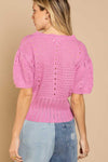 Short Sleeve Cardigan- Pink