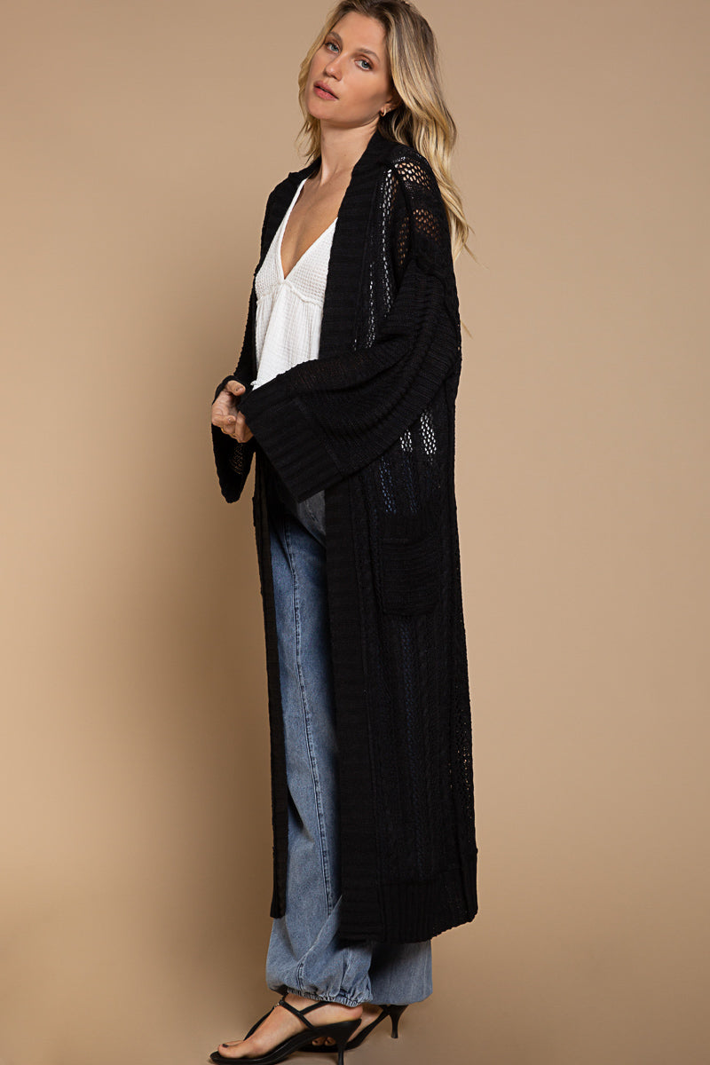 Light Weight Duster Cardigan- Black