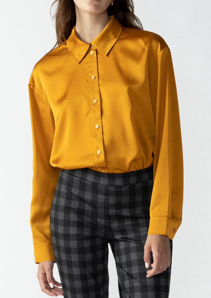 Satin Oversized Shirt Aged Scotch