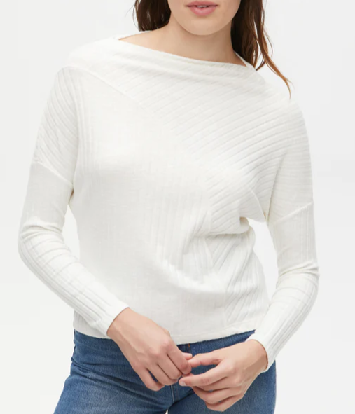 Dakota Mixed Ribbed Boatneck Sweater- Chalk ***Final Sale***