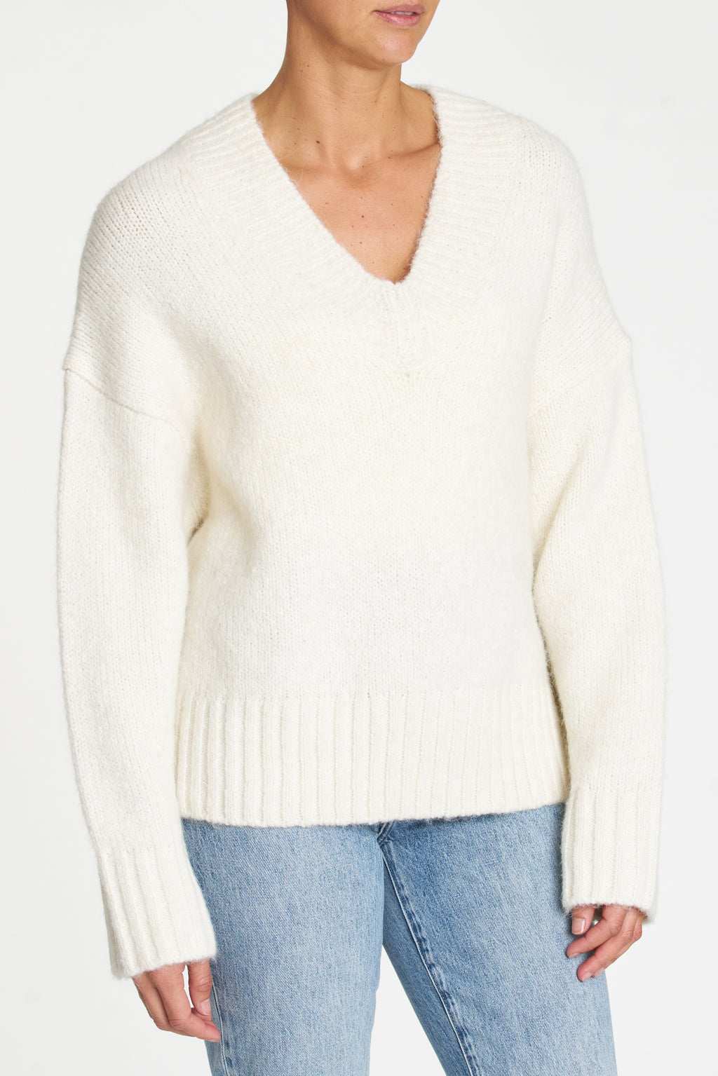 Vania Cream V-Neck Sweater ***Final Sale***