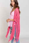 Relaxed Knit Kimono Cardigan- Pink
