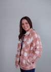 Lydia Pink Plaid Cozy Shacket—Dusty Pink**FINAL SALE**
