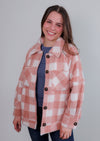 Lydia Pink Plaid Cozy Shacket—Dusty Pink**FINAL SALE**