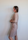 Sleeve Tab V-Neck Dress—Taupe**FINAL SALE**