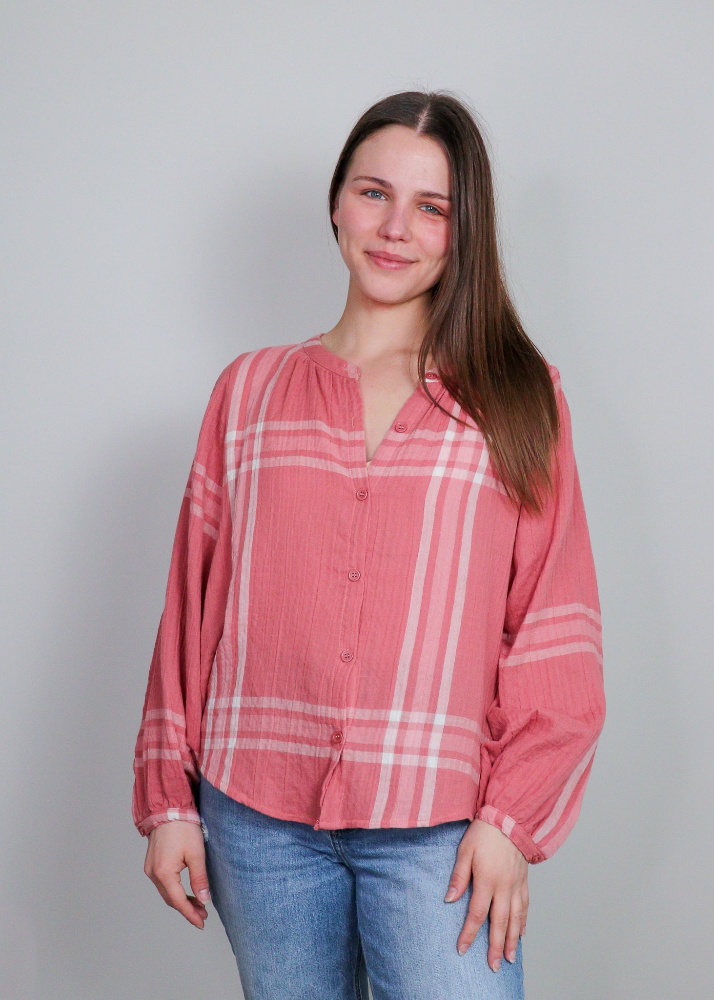 Elodie Pink Plaid Button Down