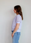 Mesh Inset Puff Sleeve Tee—French Lilac