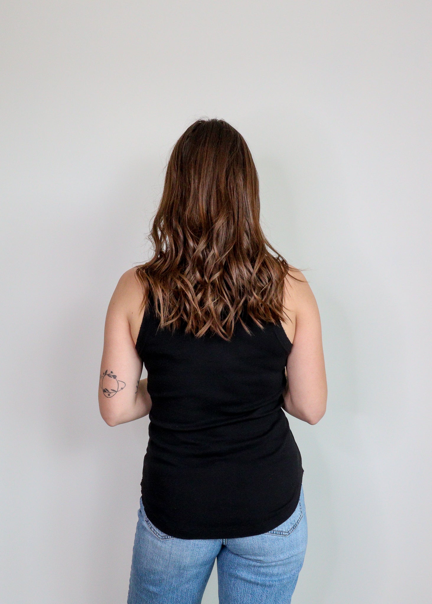 Lindsay Raw Hem Tank—Black