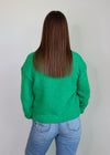 Plush Volume Sleeve Sweater—green **FINAL SALE**