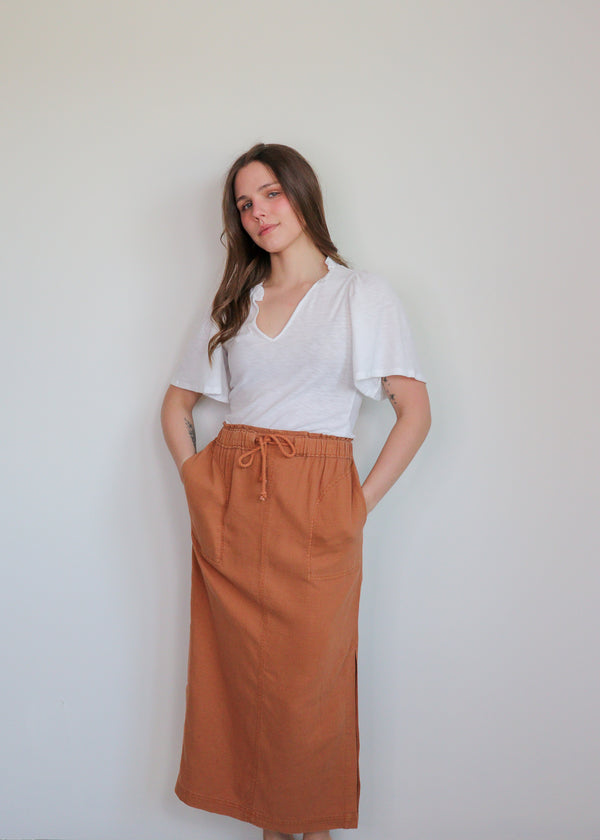 Luella Linen Blend Skirt—Clay